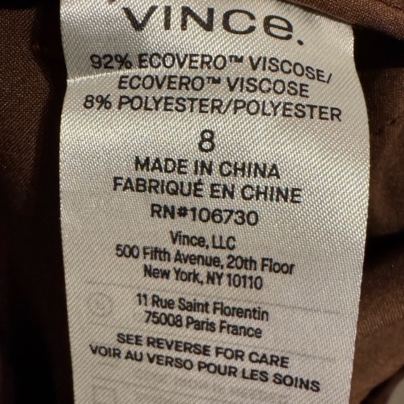 NWT Vince Wide-Leg Tailored Trousers in Brown - Picture 8 of 8